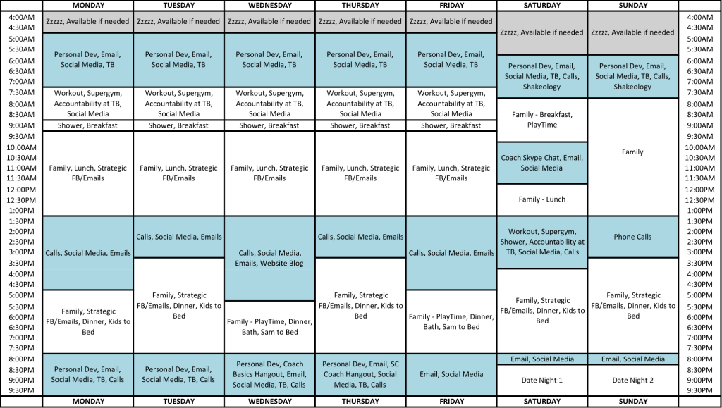 New Time Management Schedule