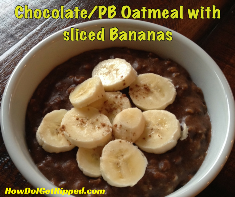 Chocolate Peanut Butter Oatmeal with Bananas